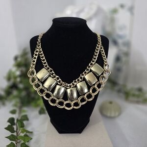 Vintage Stony Gold Chain Statement Necklace